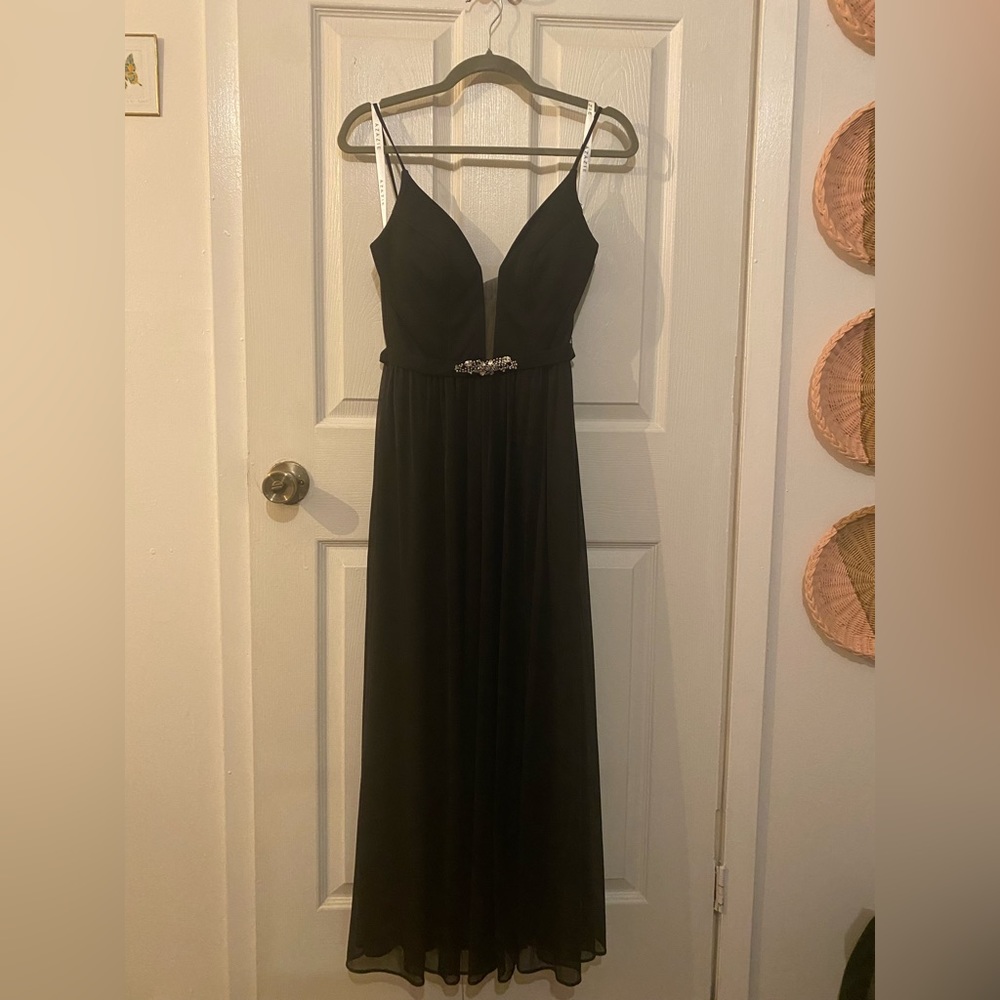 Azazie Gown in Black with Slit